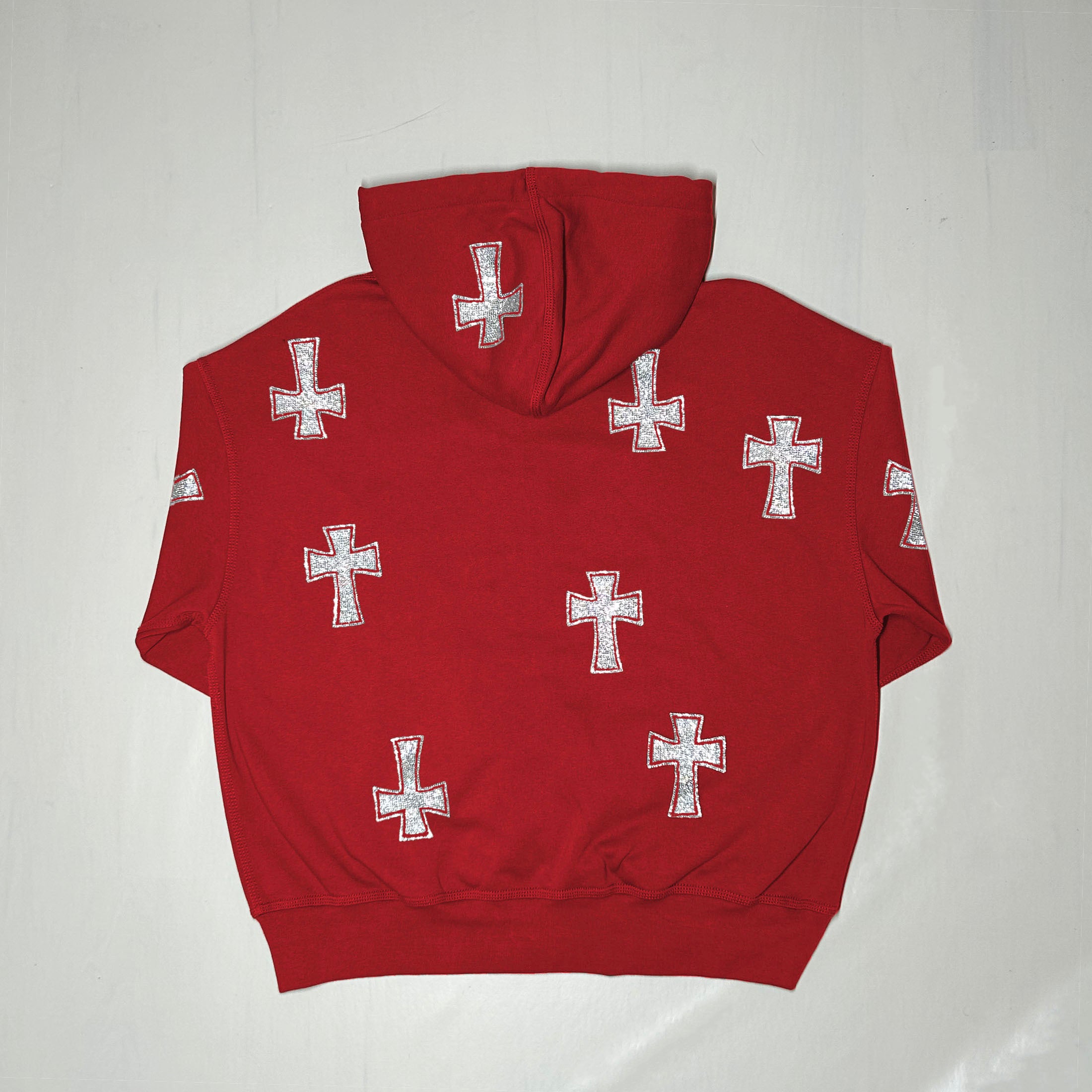 red zip-up hoodie