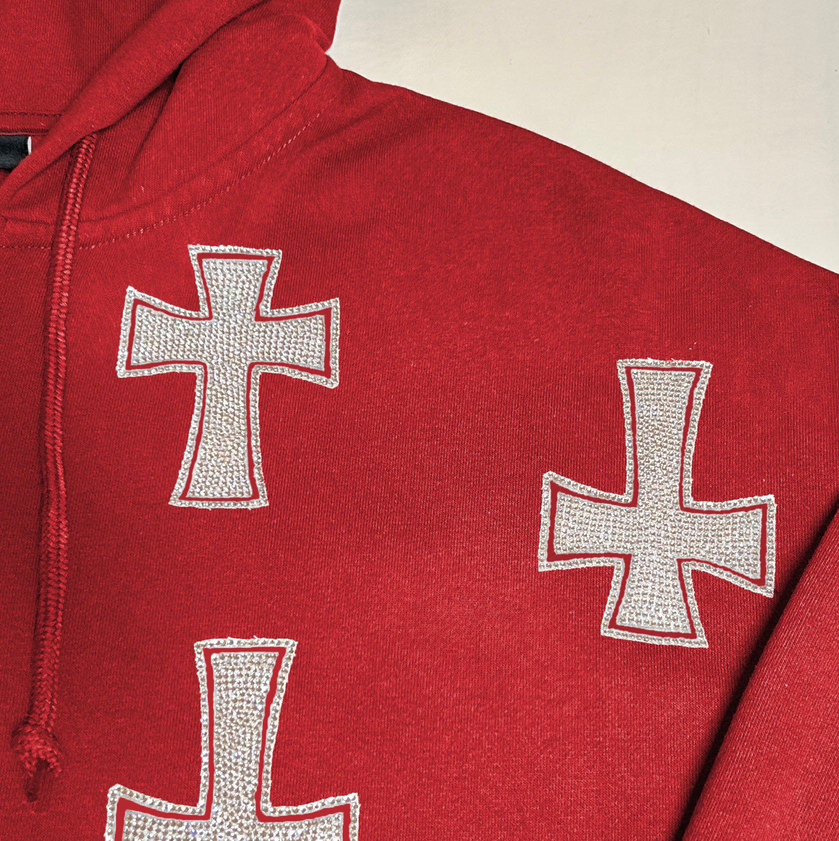 red zip-up hoodie
